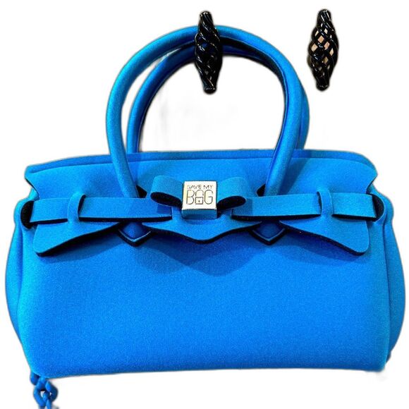 Save My Bag Electric Blue Satchel/Crossbody with Bow Detail - Picture 1 of 7